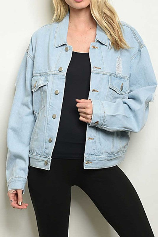 Distressed boyfriend 2025 jean jacket